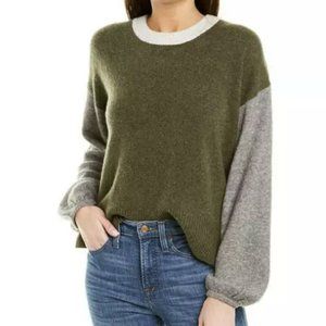 Madewell Colorblock Payton Pullover Sweater Wool Alpaca Green Gray Size Medium